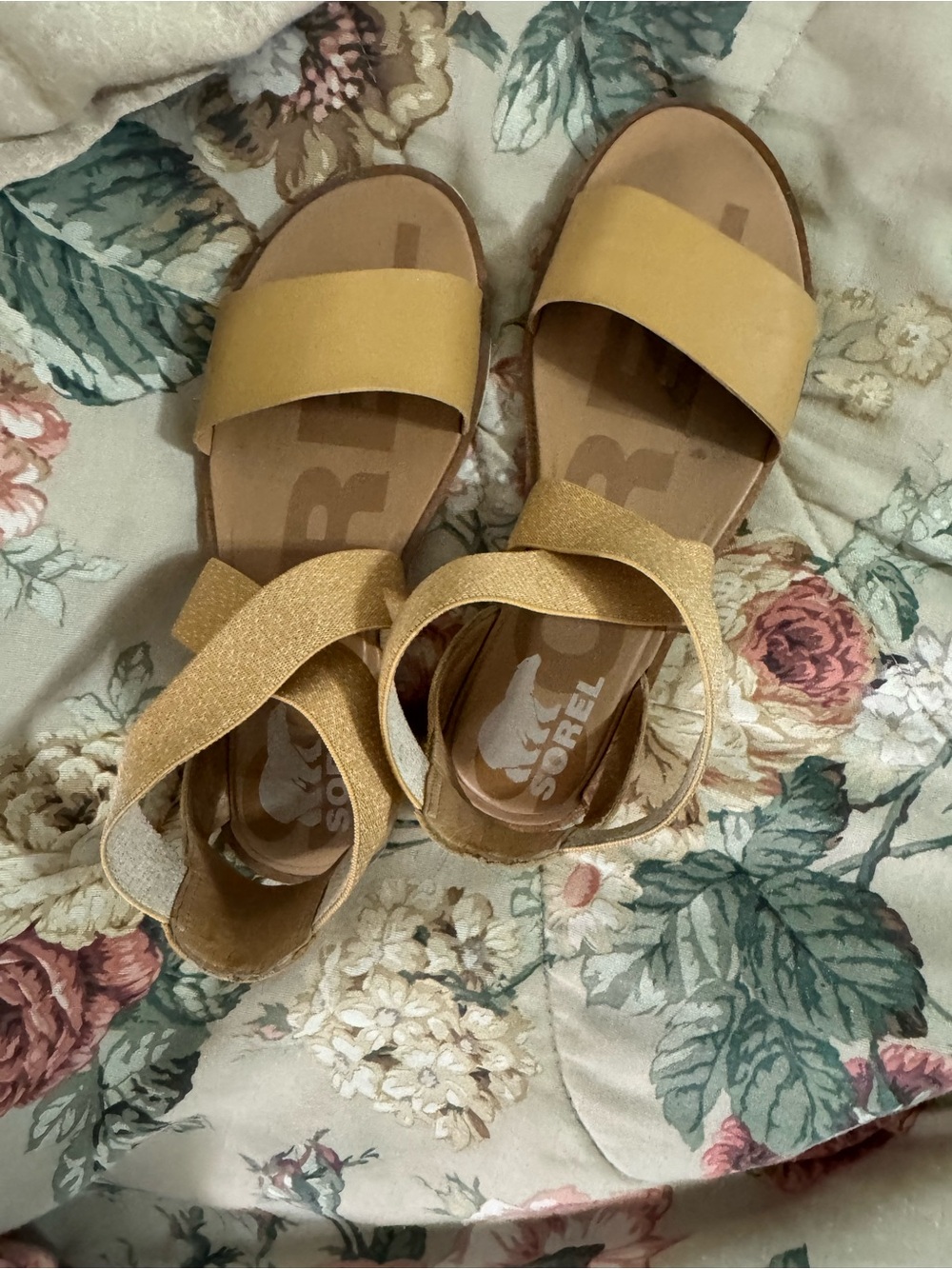 Sorel Women's Mustard Gold Two-Piece Ankle-Strap Sandals